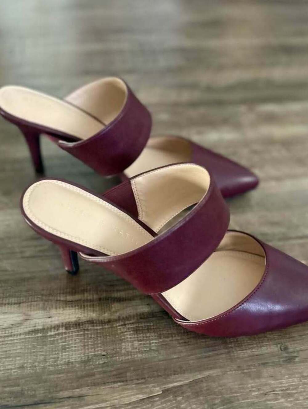 Kelly & Katie Burgundy Pointed Toe Mule Heels Sz 9.5 - Picture 3 of 8